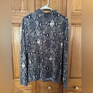 No Boundaries Mock Neck Patterned Top